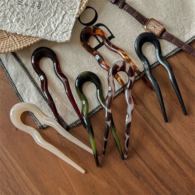 French Acrylic U-Shaped Hairpins