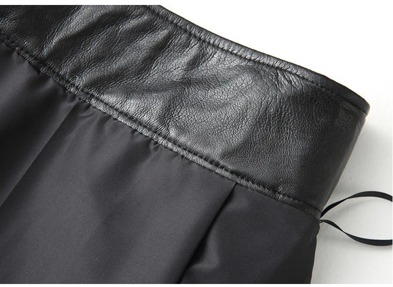 Lautaro Haining Genuine Leather A-Line Midi Skirt