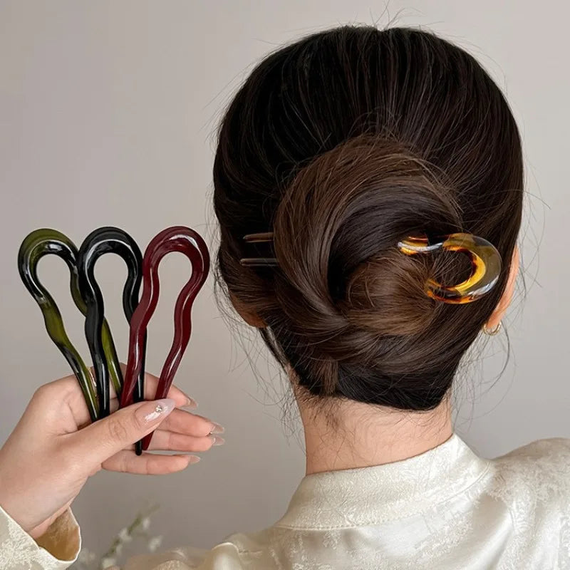 French Acrylic U-Shaped Hairpins