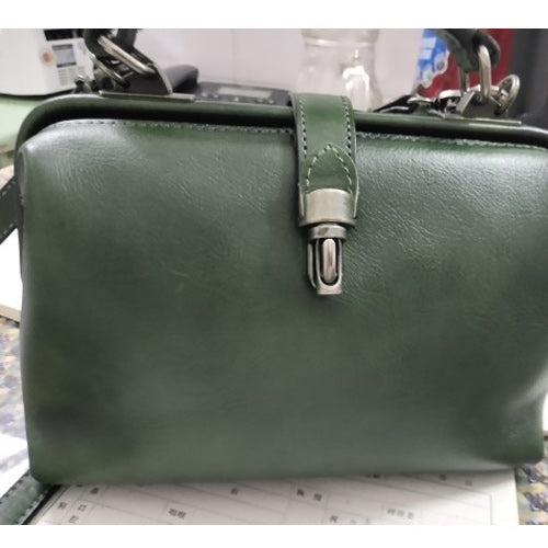 QWQ Vintage Genuine Cowhide Leather Doctor Bag