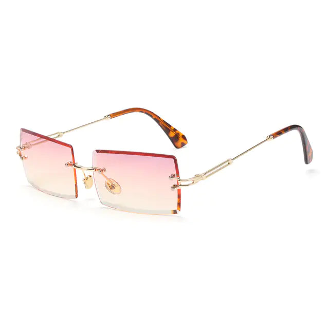 Rimless Small Rectangle Eyewear UV400 Sunglasses