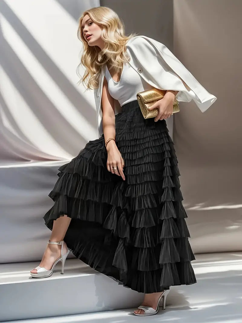 Tulle Tiered Maxi Skirts