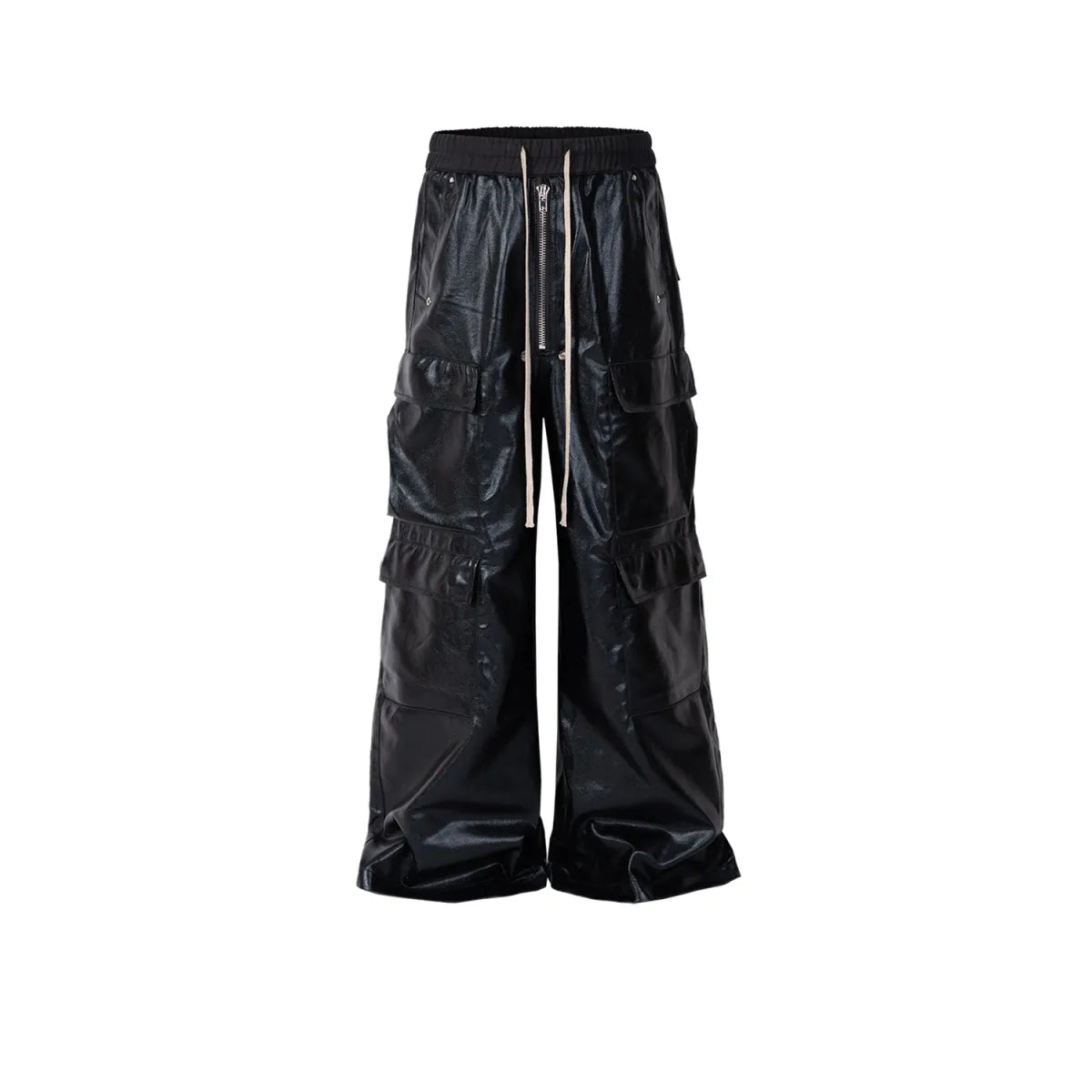 High Street Glossy Black Cargo Pants