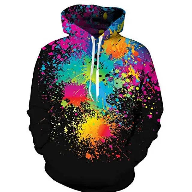 Rainbow Paint Splatter Tie-Dye 3D Hoodies