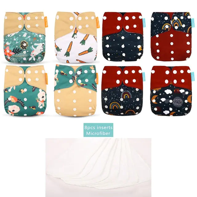 Happy Flute Pocket Adjustable Diaper 8 Piece Set