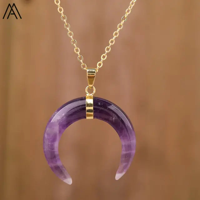 Moon Shape Amethyst Necklaces