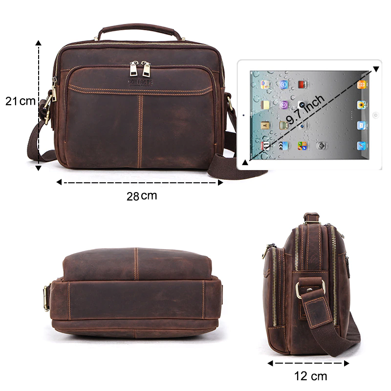 CONTACTS Multifunctional Crazy Horse Leather Bag