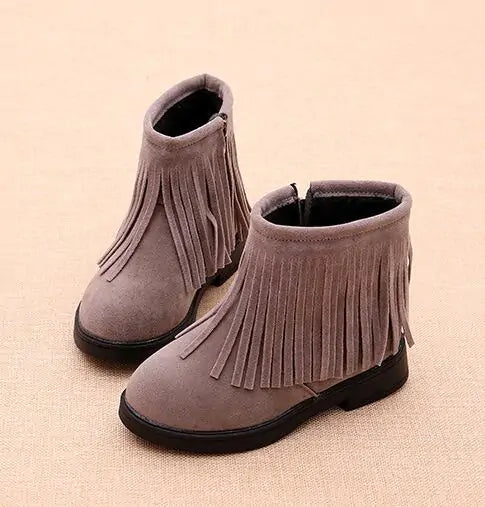 Girls Fringe Ankle Boots