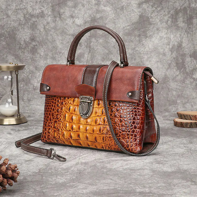 Vintage Leather Crocodile Embossed Handbags