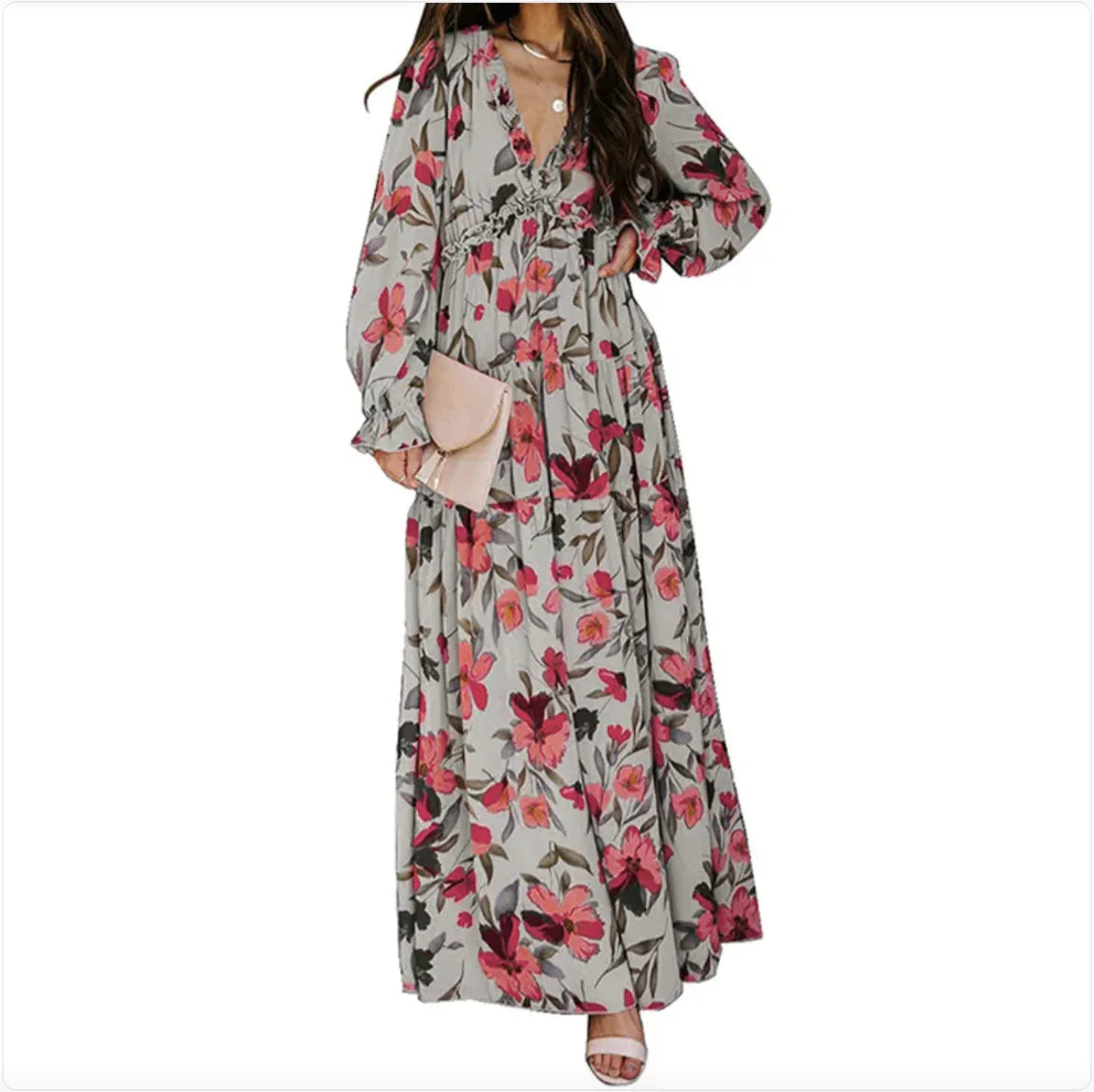 Reena Floral Polyester Maxi Dress