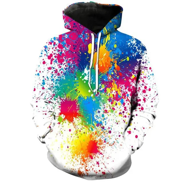 Rainbow Paint Splatter Tie-Dye 3D Hoodies