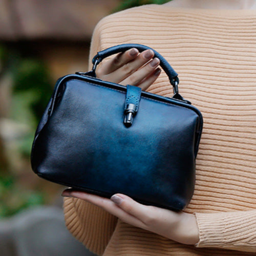 QWQ Vintage Genuine Cowhide Leather Doctor Bag