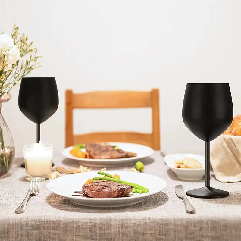 Stainless Steel Black Plated High Stem Wine Glasses