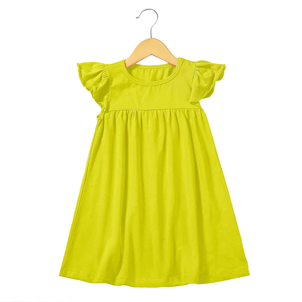 Ruffle Sleeve Knit Cotton Dress for Girls