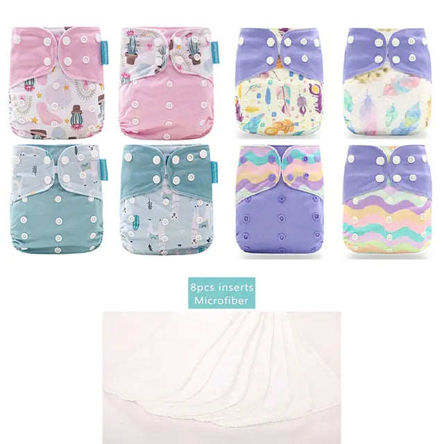 Happy Flute Pocket Adjustable Diaper 8 Piece Set