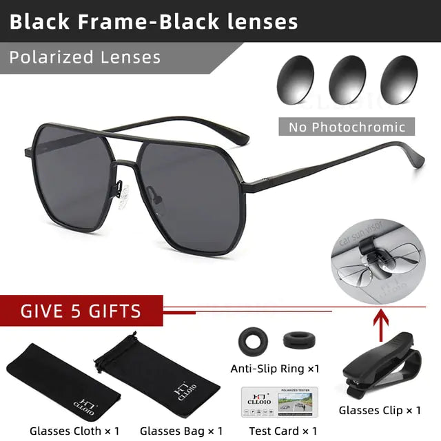 CLLOIO Aluminum Photochromic Polarized Sunglasses