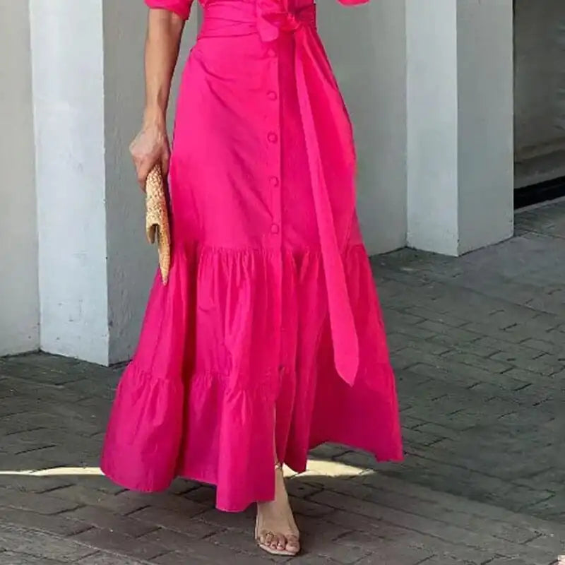 Hot Pink Casual Maxi Dress