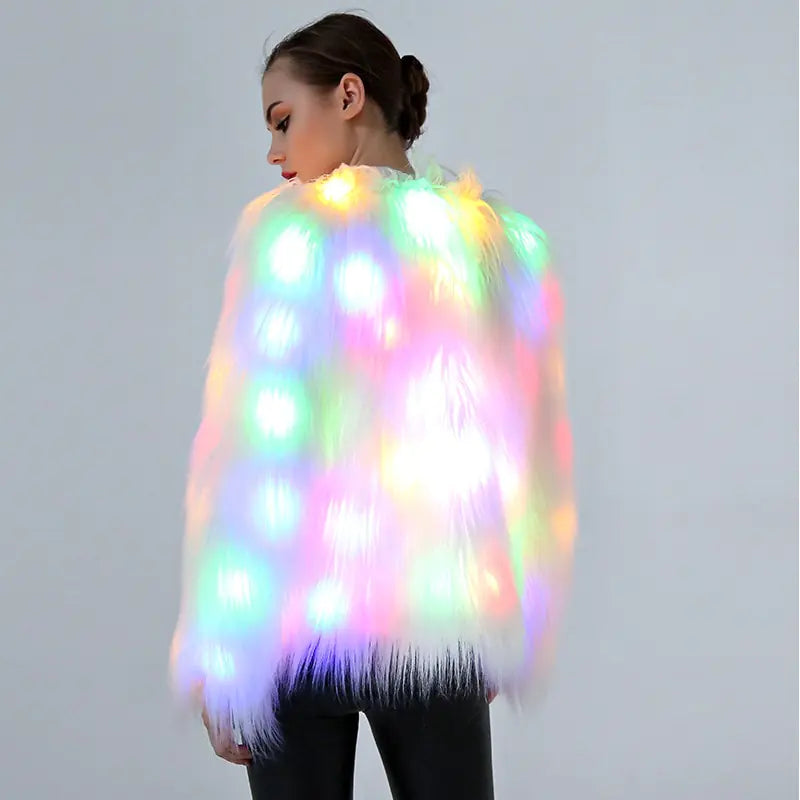 LED Faux Fur Valentine Coat