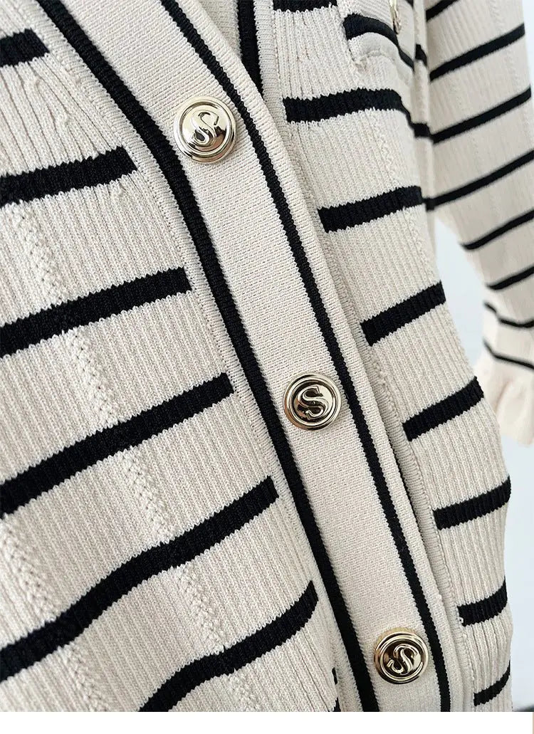 Armelline Sandro Striped Knit Midi Dress