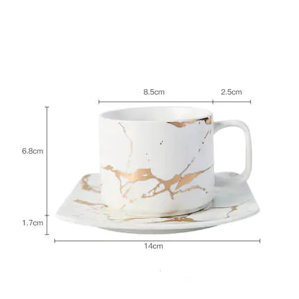 Gold Inlay Marble Coffee Mugs