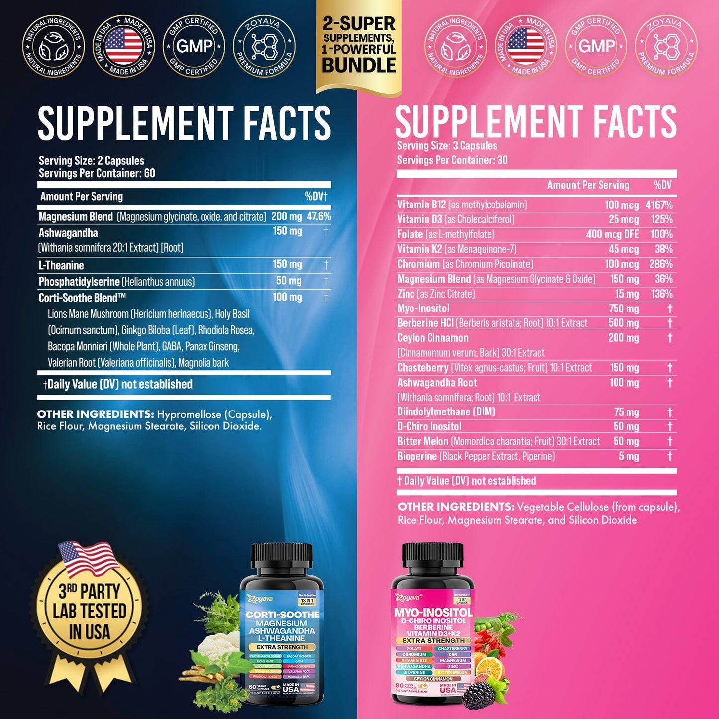 Zoyava Soothe and Smooth Magnesium and Myo-Inositol Capsules