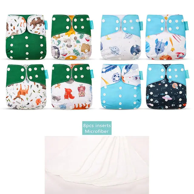 Happy Flute Pocket Adjustable Diaper 8 Piece Set