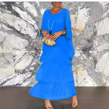 Zocania Layered Chiffon Batwing Maxi Dresses
