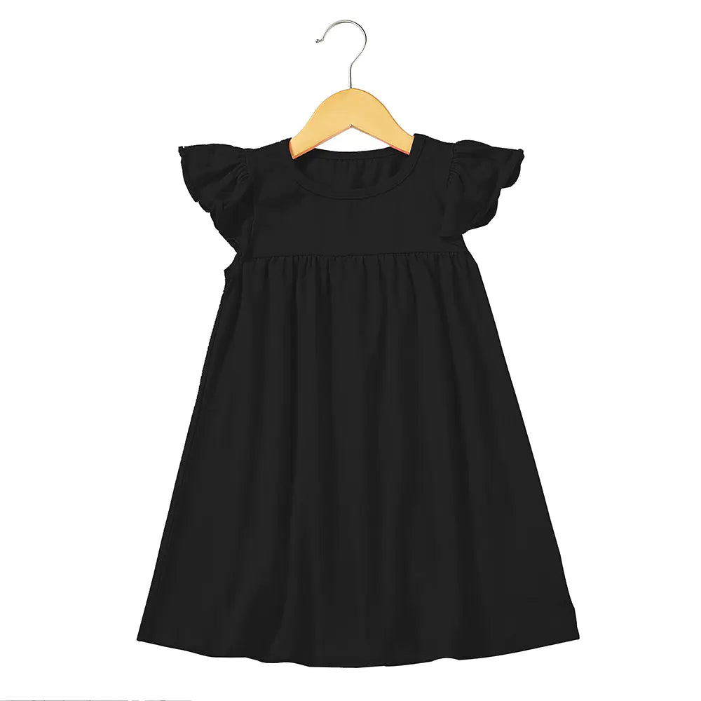 Ruffle Sleeve Knit Cotton Dress for Girls