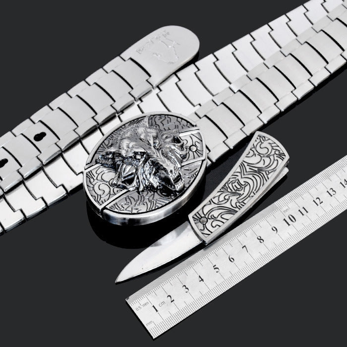Tactical Stainless Steel Self-Defense Belt and Buckle Knife