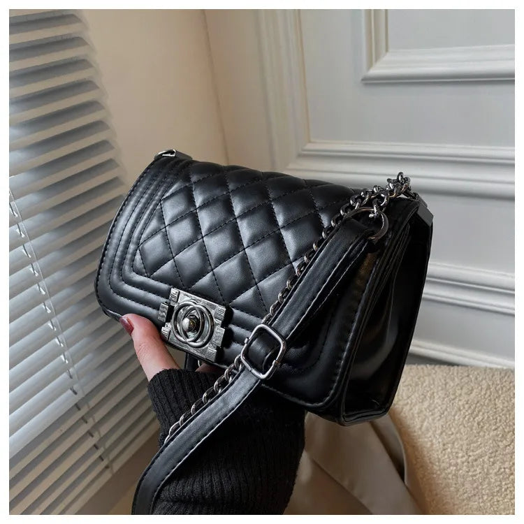 Chanel Style Quilted Chain Crossbody Bag