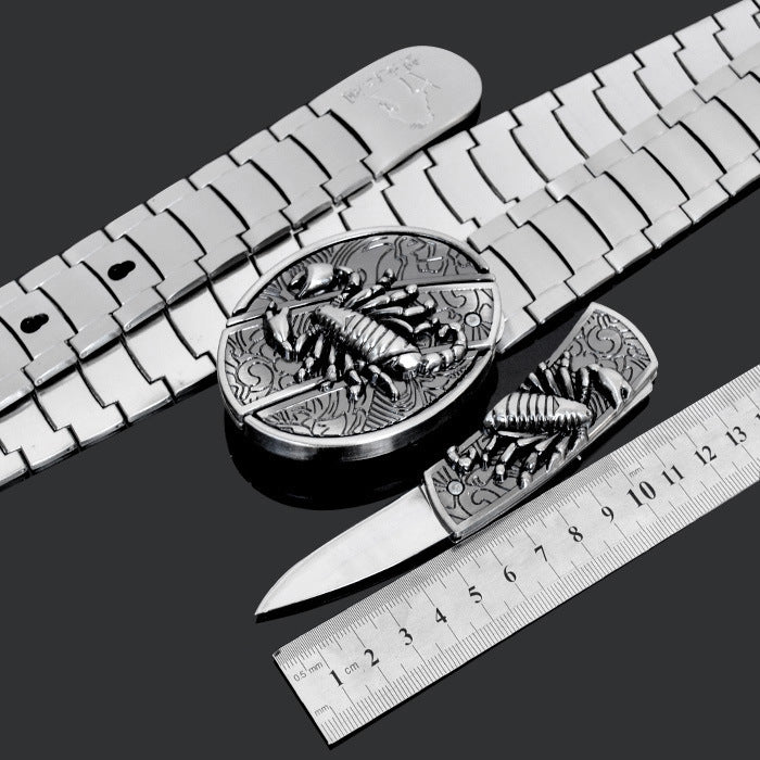 Tactical Stainless Steel Self-Defense Belt and Buckle Knife