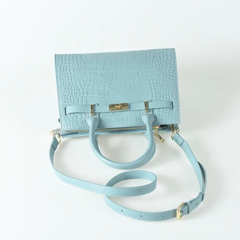 Birkin Inspired Genuine Leather Crocodile Handbag - Limited Edition