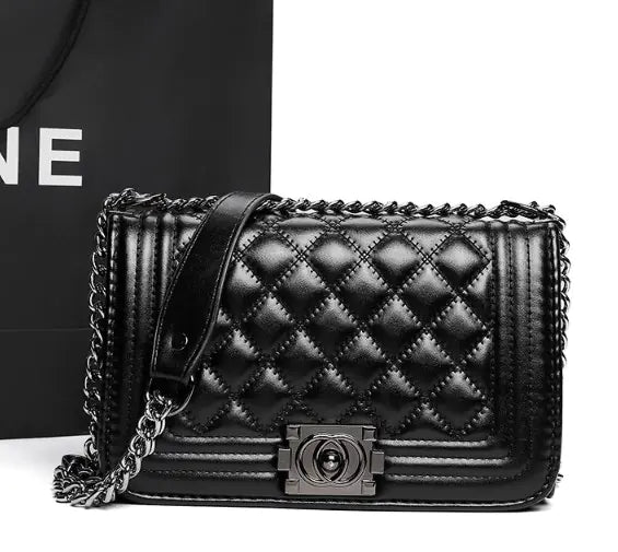 Chanel Style Quilted Chain Crossbody Bag