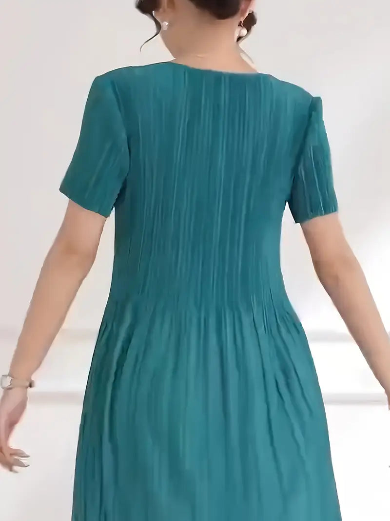 Classic Pleated Polyester Dress
