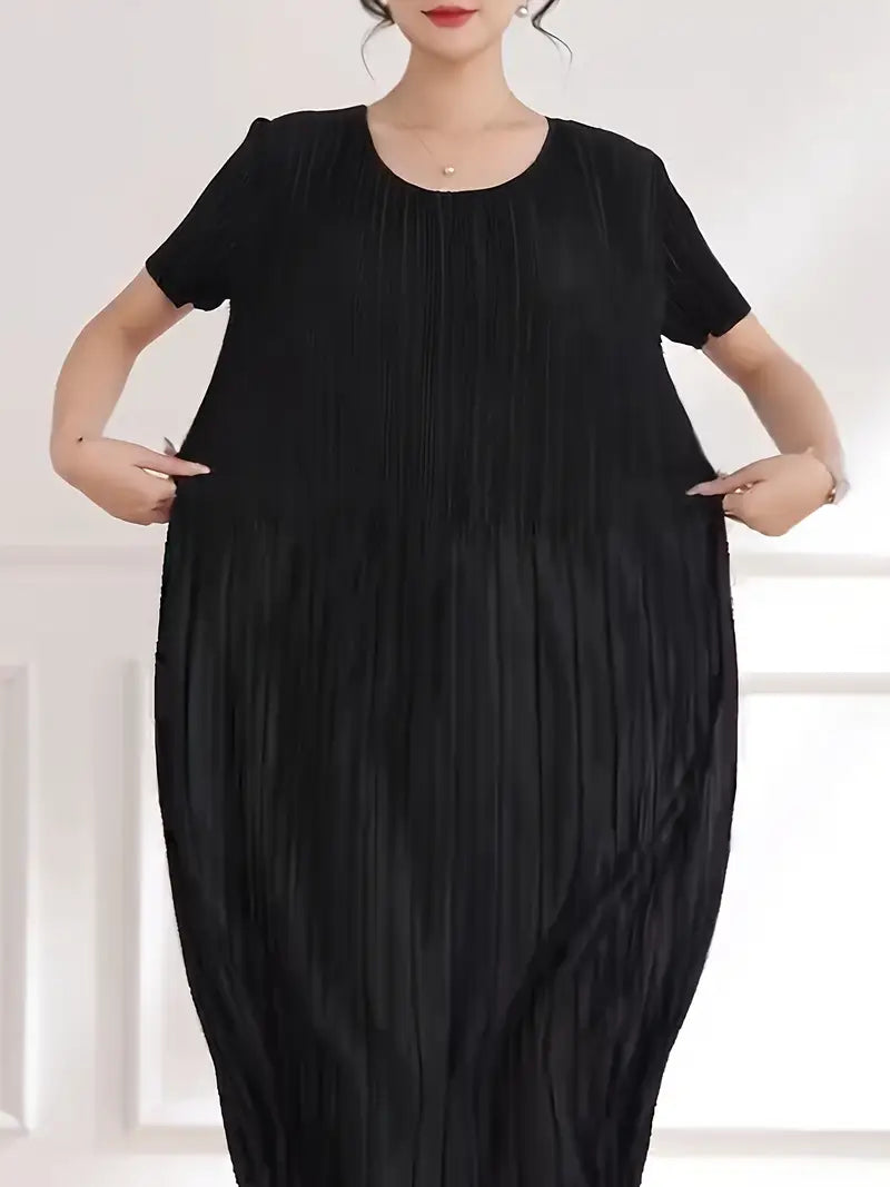 Classic Pleated Polyester Dress