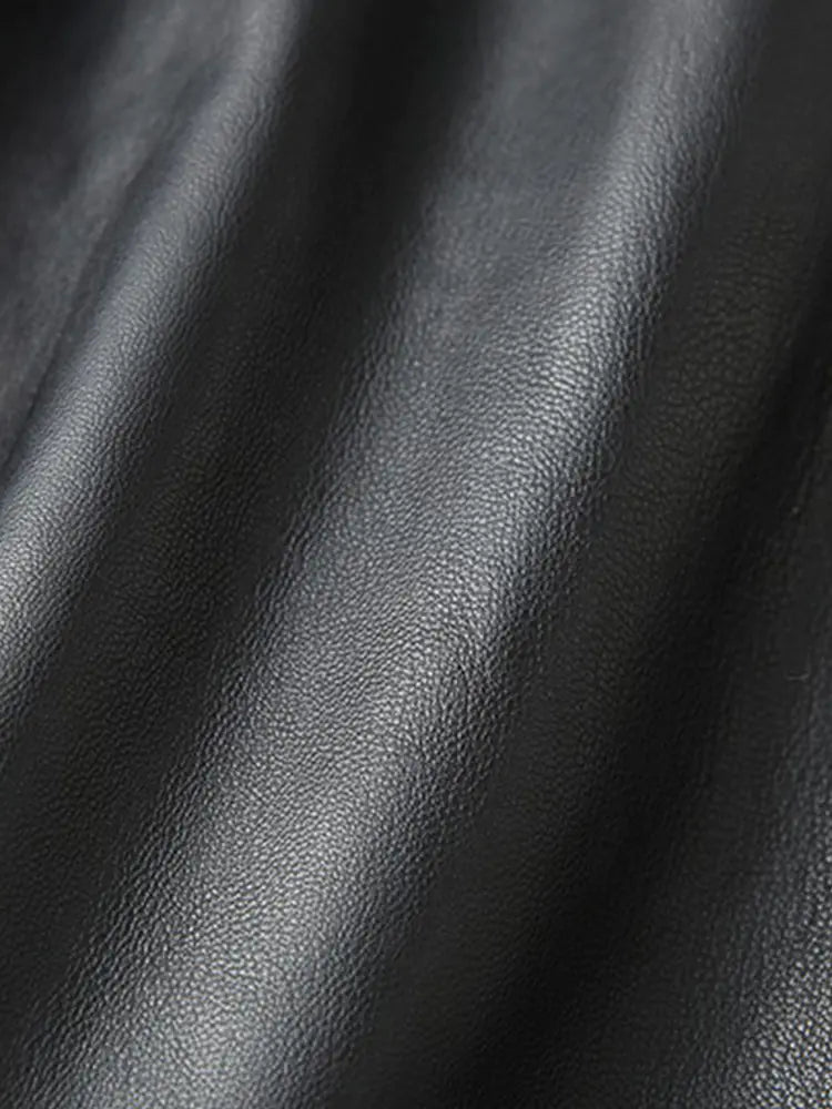 Lautaro Haining Genuine Leather A-Line Midi Skirt
