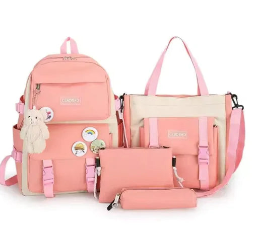 5-Piece Canvas School and Travel Backpack Set