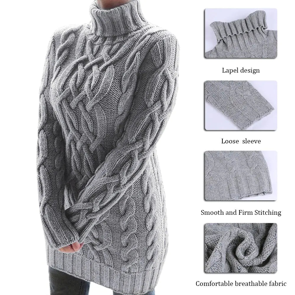 Turtleneck Twist Knitted Cable Sweater