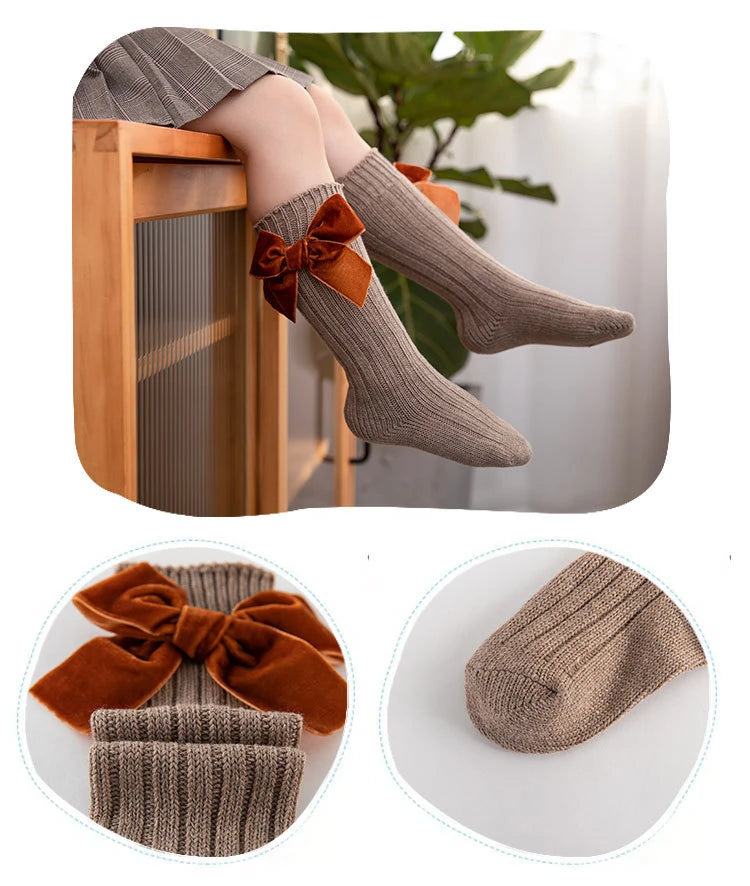 Girl’s Velvet Bow Socks