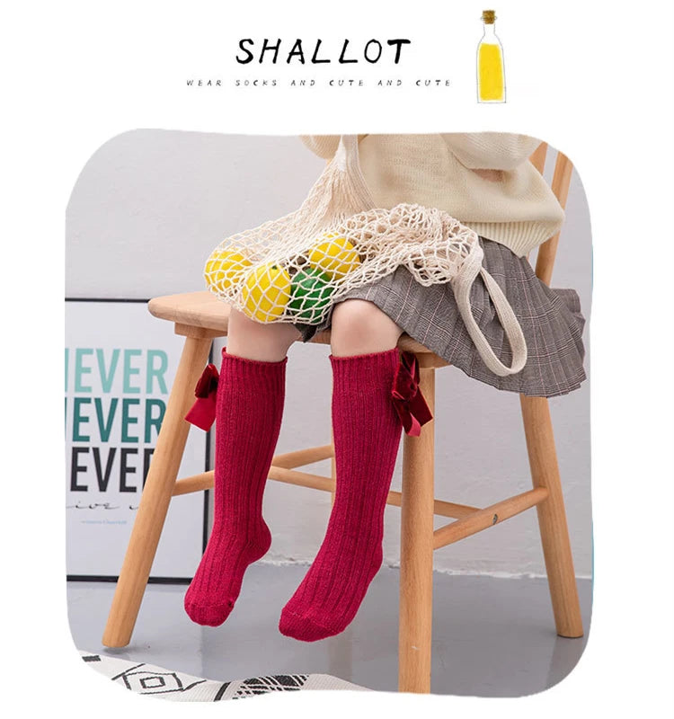 Girl’s Velvet Bow Socks