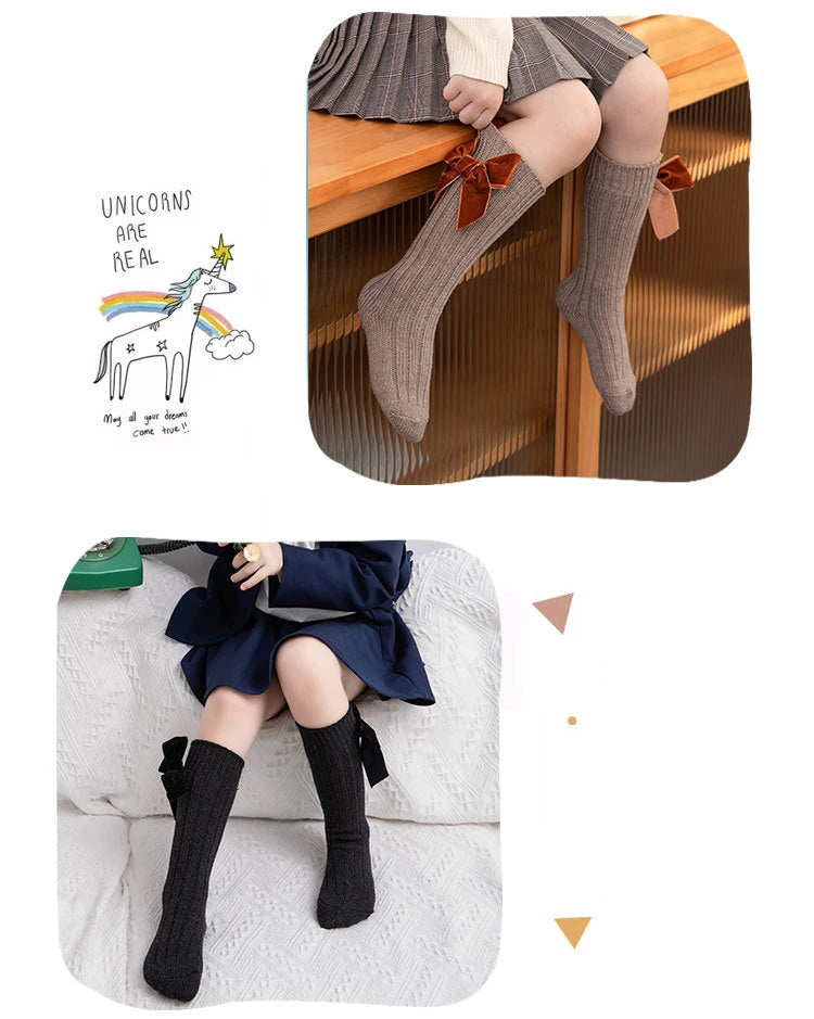 Girl’s Velvet Bow Socks
