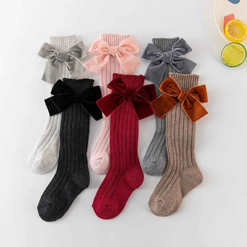 Girl’s Velvet Bow Socks