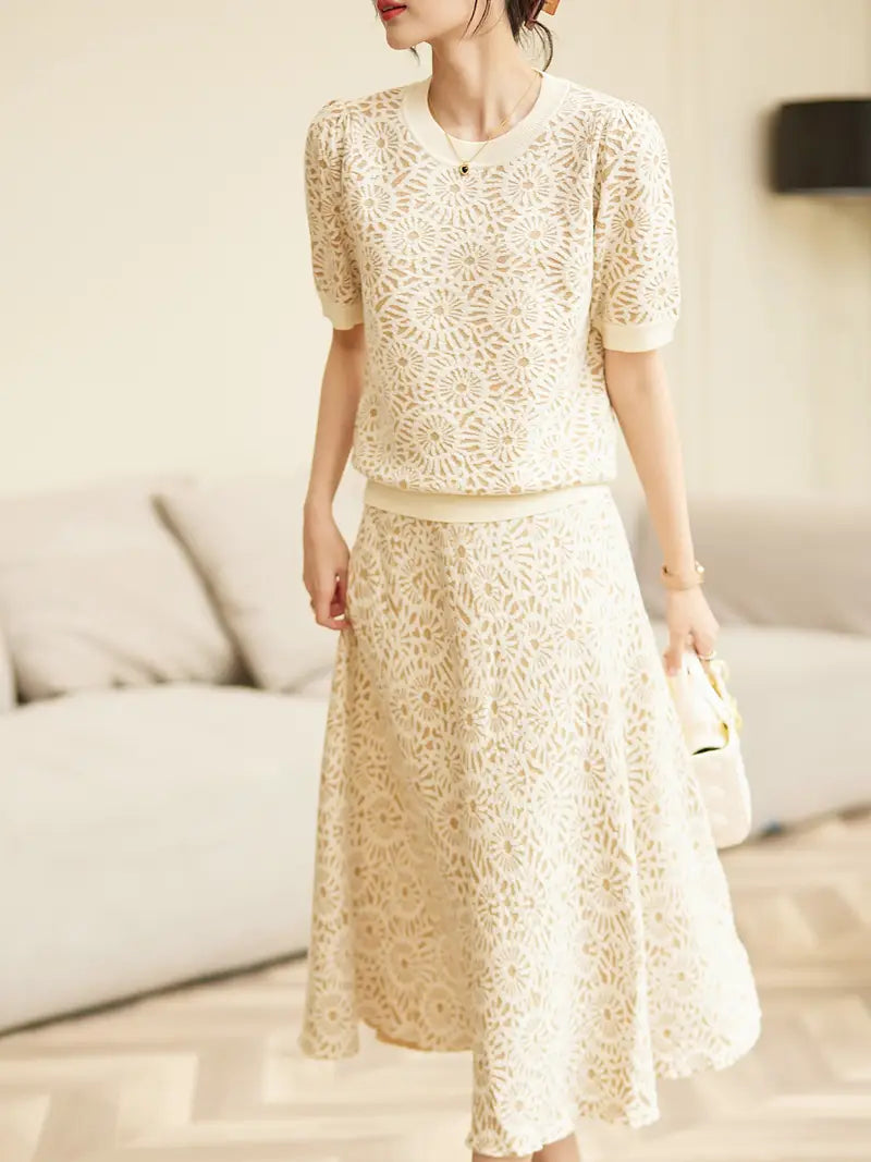 French Retro Midi Two Piece Dress Set