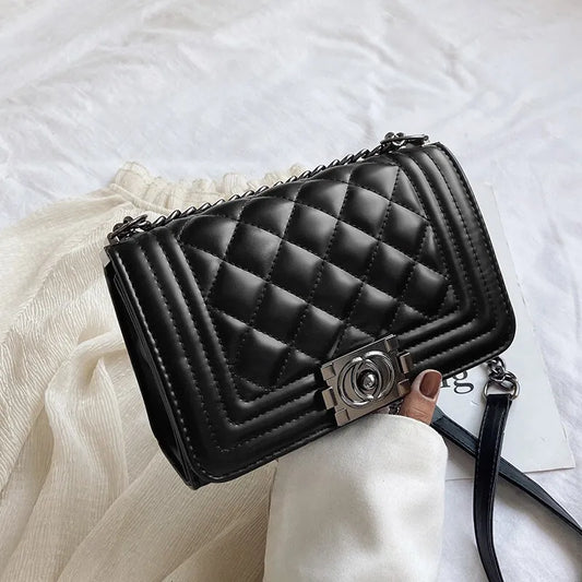 Chanel Style Quilted Chain Crossbody Bag