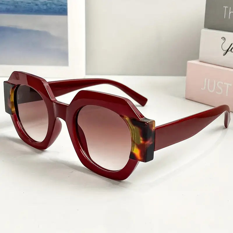 Retro Flat Top Round Polycarbonate Sunglasses