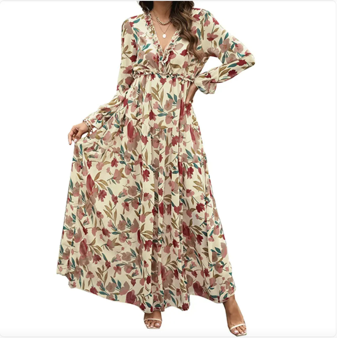 Reena Floral Polyester Maxi Dress