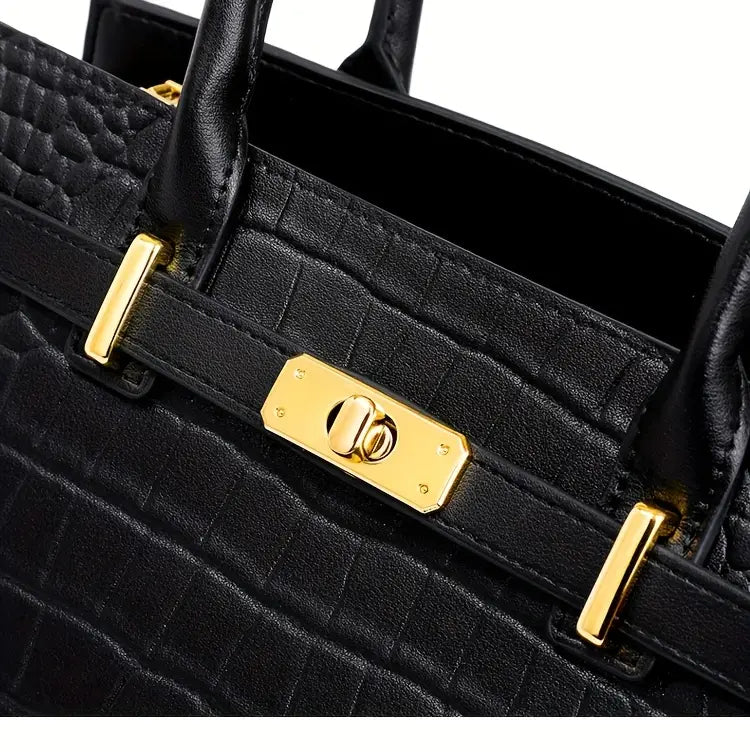 Birkin Inspired Genuine Leather Crocodile Handbag - Limited Edition
