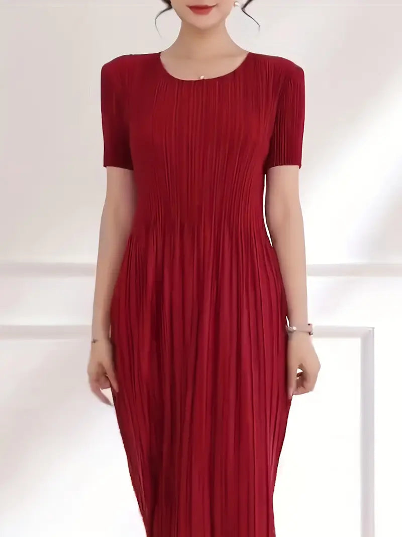 Classic Pleated Polyester Dress