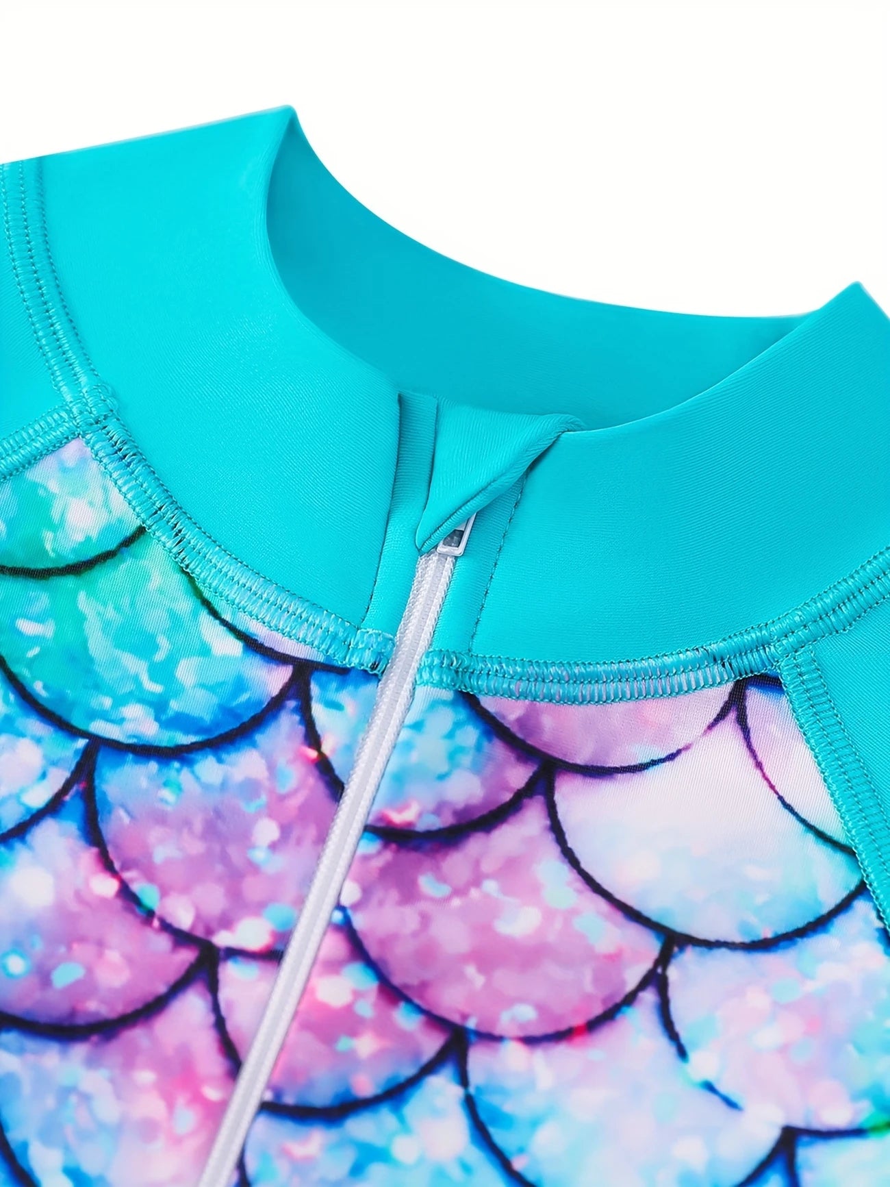 Girls Mermaid One Piece Rash Guard Swimsuits