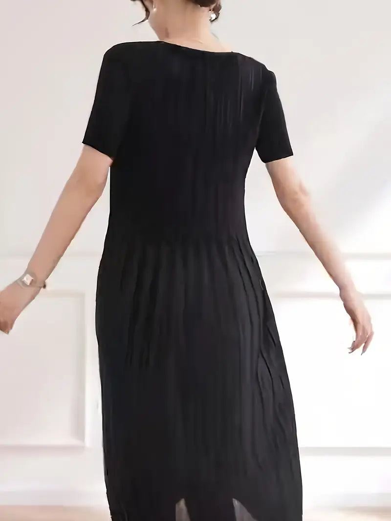 Classic Pleated Polyester Dress
